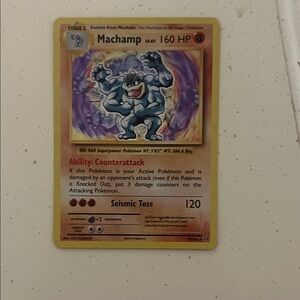 Pokemon Machamp Trading Card - Blue and Red